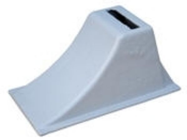 Heavy duty Steel Cast Slope Chock contours to truck wheel.