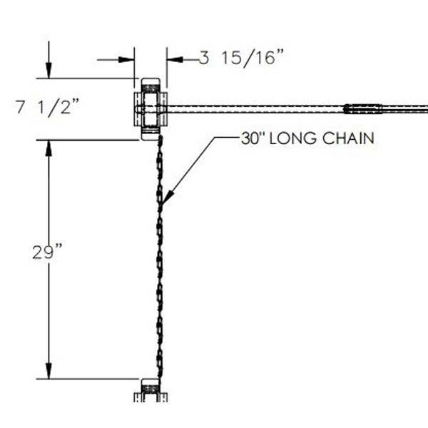 Steel Single Rail Chock with Flag Rail Chock 30 In. Long Chain Yellow ...