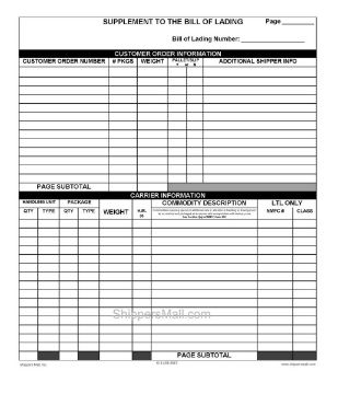 Free VICS Compliant Supplement to the Bill of lading Free VICS Compliant Supplement to the Bill of lading