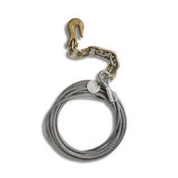 Kinedyne Wire Rope cable with short chain and clevis hook 1/4" X 30' 