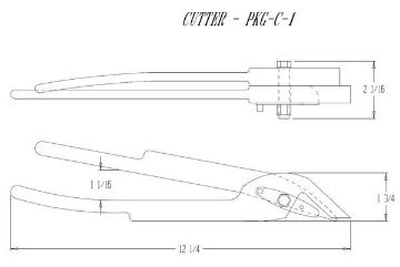 Metal strapping cutter for cutting up to .0.375 X 1" bands. DRW PKG-C-1 Steel strapping cutter for cutting up to .0.375 x 1" bands. DRW PKG-C-1