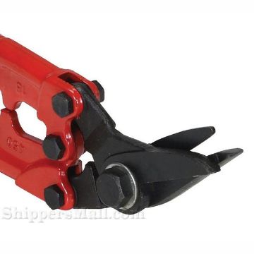 Steel strapping cutter for cutting 3/8"to 2" wide bands 0.375 thick, ZOOM. PKG-C-2 Steel banding cutter for cutting up to .375 thick 3/8"to 2" wide bands, Open view. Zoom, PKG-C-2