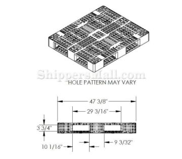 Plastic pallets / skids assorted colors, stackable, washable. PLP2-4840 DRW 2 Plastic Pallet / Skid Color Coded, 40" X 48" stackable, washable PLP2-4840 DRW 2