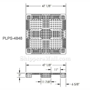 Plastic pallet 8,800 Lb. Capacity DRW1 Part: PLPS-4848 Plastic pallet 8,800 lb capacity. DRW1 Part: PLPS-4848