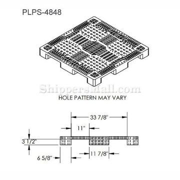 Plastic pallet 8,800 Lb. Capacity DRW2 Part: PLPS-4848 Plastic pallet 8,800 lb capacity. DRW2 Part: PLPS-4848
