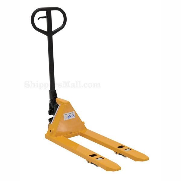 Mini hand pallet jack has a 1,100 lb. Capacity and Fork Size: 15" W X 32" L, SKU: PM1-1532-MINI
