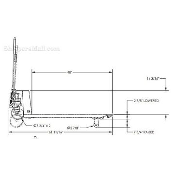 Pine Pallet Jack , Forks 27 X 48 5.5k capacity DRW2 PM5-2748-PINK is PINK PALLET TRUCK 5.5 K 27 X 48 ; 5.5k DRW2