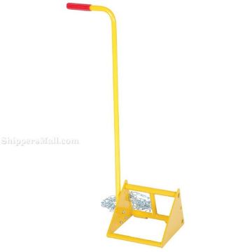 Fabricated Steel wheel chock ergonomic with handle 2 Steel wheel chock with handle ergonomic so not bend over and remove the chock 2
