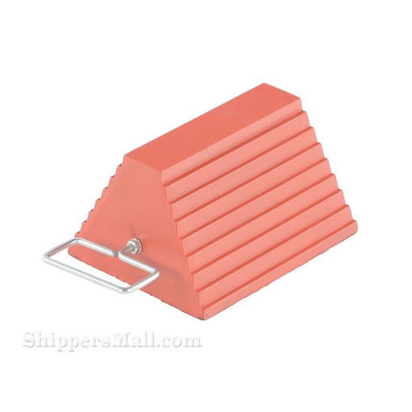 Orange Rubber Tire Chock with Handle