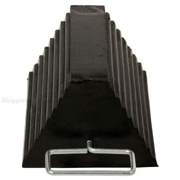 Rubber semi trailer wheel chocks with handle large selection for industrial use. SKU RWC-8-HDL 3 Rubber wheel chocks for semi truck trailers OSHA approved SKU RWC-8-HDL 3