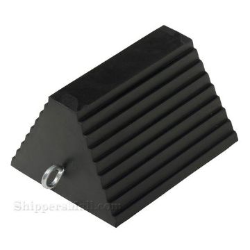 Rubber semi trailer wheel chocks w eye-bolt use OSHA approved. SKU RWC-8 Rubber wheel chocks for semi truck trailers OSHA approved SKU RWC-8