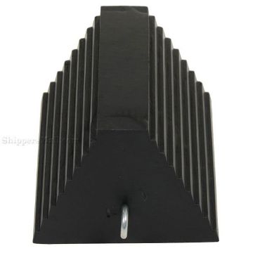 Rubber semi trailer wheel chocks w eye-bolt use OSHA approved. SKU RWC-8 Rubber wheel chocks for semi truck trailers OSHA approved SKU RWC-8