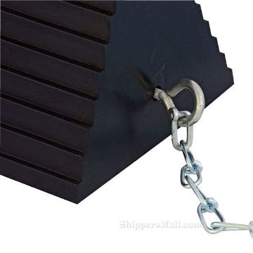 Wheel chocks 2 chocks & 2 chains OSHA approved rubber semi trailer . SKU RWC-8/OH-15-HD Zoom Rubber tire chock with heavy duty chain attached for semi truck trailers 2 chocks and 2 chains SKU RWC-8/OH-15-HD Zoom