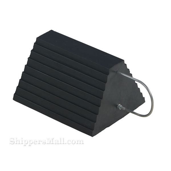 Rubber wheel chocks with U handle for easy removal for semi truck trailers OSHA approved SKU RWC-9-U