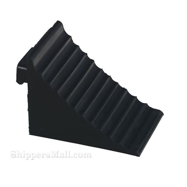 Rubber wheel chocks with molded rubber handle for semi truck trailers OSHA approved SKU RWC-11