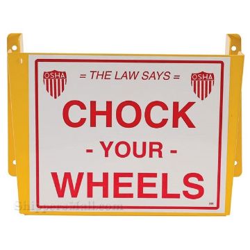 Wheel chock holder with sign  Deluxe Wheel chock holder with sign "Chock Your Wheels".