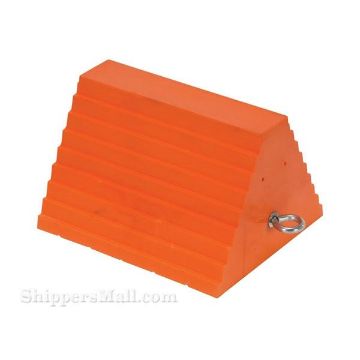 Wheel chock urethane type with eye-bolt, part# URWC-8  Urethane wheel chock with eye bolt size 9-1/2 x 8x 6