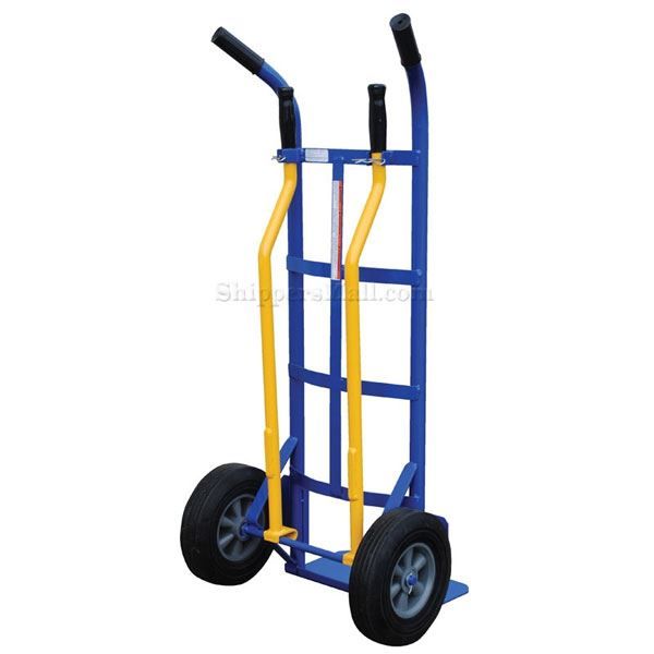 Stair Hand Truck with 4 Handles allows two people to move dolly with cargo up and down stairs.