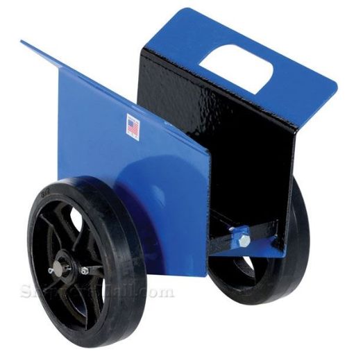 Heavy-duty plate/slab dolly with auto-clamp feature for moving doors, glass or large flat objects. Vestil Part #PLDL-HD-4-8MR
