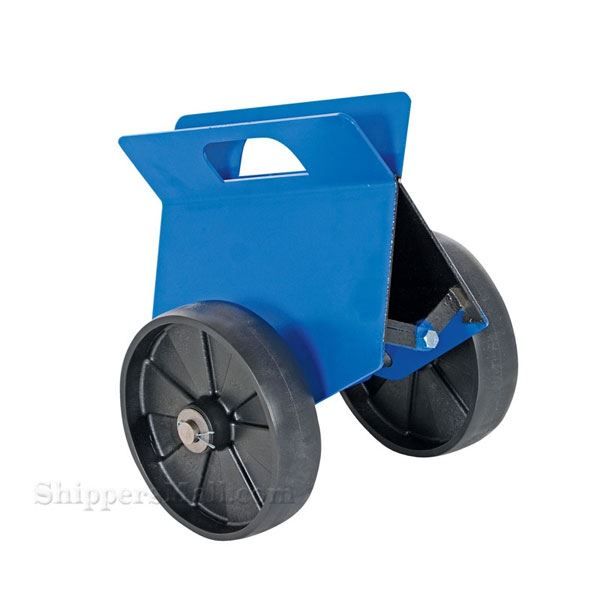 Heavy-duty plate/slab dolly with auto-clamp feature for moving doors, glass or large flat objects. Vestil Part #PLDL-HD-4-8GFN