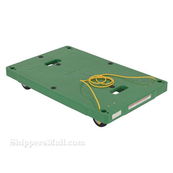 Plastic washable 4 wheel dolly with 4 swivel casters is great for the food service industry. One piece molded polyethylene dollies are lightweight and easy to clean. Will not rot, warp, dent, or splinter like wood dollies. Vestil Part #: POS-2133-ROPE