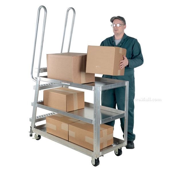 Stockpicker carts for industrial use Heavy duty 500 lb capacity. Vestil Part SPA-HD-2252