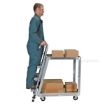 Aluminum Stock Picker truck. Stockpicker cart with ladder for pulling items from shelves. Has a capacity of 660 lbs., Part # SPA2-2236 