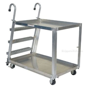 Stockpicker cart with ladder for pulling items from shelves. Aluminum frame 660 lbs. capacity. Part # SPA2-2840 Aluminum Stock Picker truck. Stockpicker cart with ladder for pulling items from shelves. Has a capacity of 660 lbs. Mfg Part # SPA2-2840