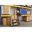 Aluminum Stock Picker truck. Stockpicker cart with ladder. Has a capacity of 660 lbs. Mfg Part # SPA3-2840