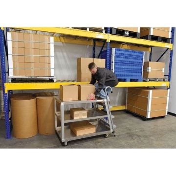 Stockpicker cart with ladder aluminum frame 1000 lbs. capacity. Part # SPA3-2848 Aluminum Stock Picker truck. Stockpicker cart with ladder. Has a capacity of 1000 lbs. Mfg Part # SPA3-2848
