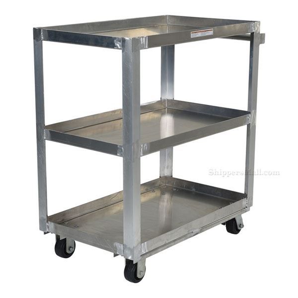 Aluminum Service Cart W/ Three 22X36 Shelves for industrial use or factories great for food industry. - Model #: SCA3-2236