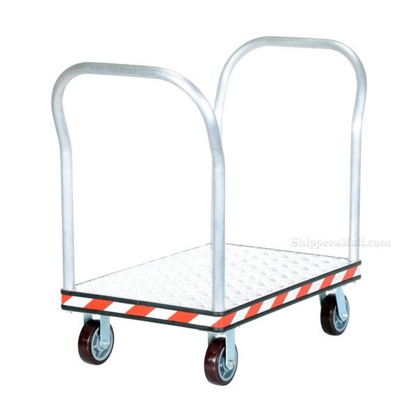 Heavy Duty Aluminum Treadplate Platform Truck with Double Handles, Measures 24X36. Double handle. Part #: ATP-C-2436-2HDL