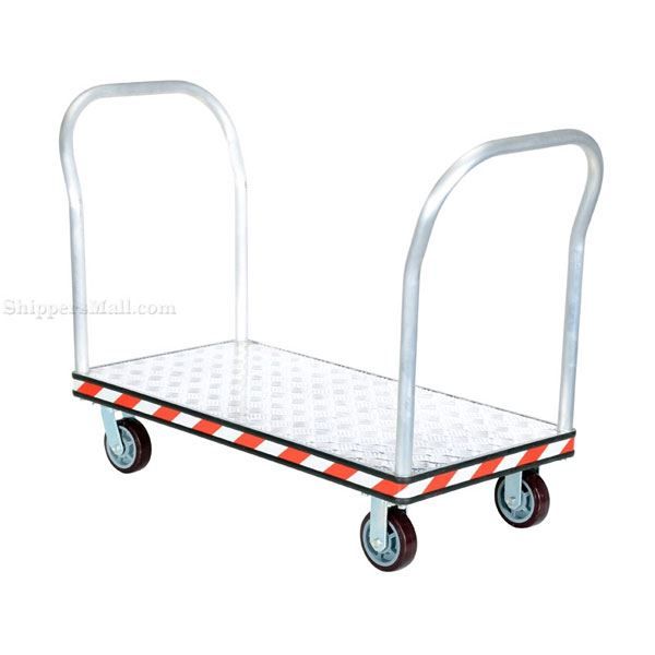 Heavy Duty Aluminum Treadplate Platform Truck with Double Handles, Measures 24X48. Double handle. Part #: ATP-C-2448-2HDL