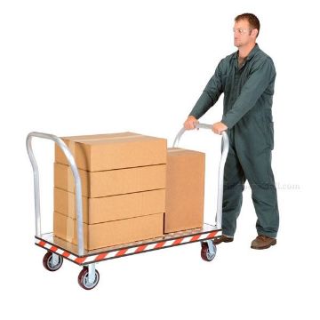 Heavy Duty Aluminum Tread plate Platform Truck with Double Handles, Measures 24X48.  Part #: ATP-C-2448-2HDL illustration Heavy Duty Aluminum Treadplate Platform Truck with Double Handles, Measures 24X48. Part #: ATP-C-2448-2HDL illustration