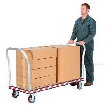 Heavy Duty Aluminum Treadplate Platform Truck with Double Handles, Measures 24X60.  Part #: ATP-C-2460-2HDL illustration HD Aluminum Treadplate Platform Truck with Double Handles, Measures 24X60.Part #: ATP-C-2460-2HDL