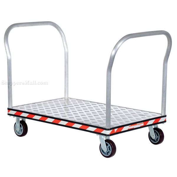 Heavy Duty Aluminum Treadplate Platform Truck with Double Handles, Measures 30X48. Part #: ATP-C-3048-2HDL
