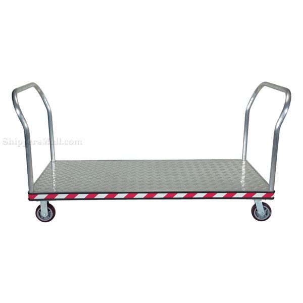 Heavy Duty Aluminum Treadplate Platform Truck with Double Handles, Measures 36X72.
