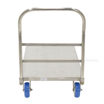 Stainless Steel Platform Truck with poly on poly casters. 24X48  SSPT-2448 rear Stainless Steel Platform Truck with poly on poly casters. 24X48Part #: SSPT-2448 rear