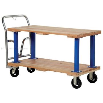 Double Deck Hardwood Platform Cart with a 1600 lb. capacity. Deck size; 24X48Part #: VHPT/D-2448 Double Deck Hardwood platform utility Cart with a 1600 lb. capacity. Deck size; 24X48 Part #: VHPT/D-2448