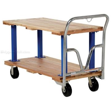 Double Deck Hardwood Platform Cart with a 1600 lb. capacity. Deck size; 24X48Part #: VHPT/D-2448 rear Double Deck Hardwood platform utility Cart with a 1600 lb. capacity. Deck size; 24X48 Part #: VHPT/D-2448 rear