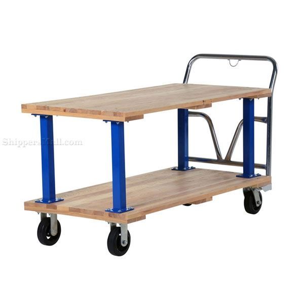 Double Deck Hardwood Platform Cart with a 1600 lb. capacity. Deck size; 27X54 Part #: VHPT/D-2754