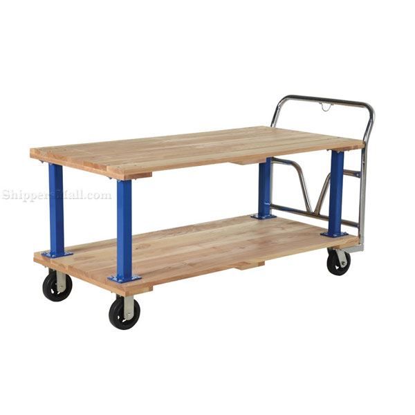 Double Deck Hardwood Platform Cart with a 1600 lb. capacity. Deck size; 30X60 Part #: VHPT/D-3060