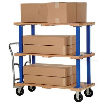 Triple Deck Hardwood Platform Cart 24X48  Triple Deck Hardwood Platform Cart with a 1600 lb. capacity. Deck size; 24X48 Part #: VHPT/TD-2448 illustrated
