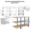 Triple Deck Hardwood Platform Cart with a 1600 lb. capacity. Deck size; 36X72, Part #: VHPT/TD-3672 drawing