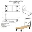 Hardwood platform truck with a hardwood deck. Has a 1600 lb. capacity. Mold on Rubber casters. Part #: VHPT-2448