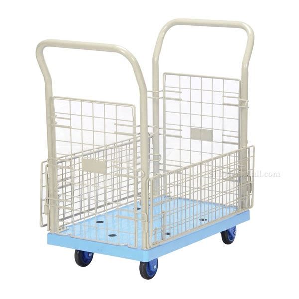 Plastic Platform Truck with Mesh Sides, 18"W X 27"L