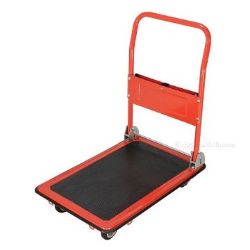 Platform Truck with Steel Folding HandleDeck Size: 19"Wx29"L. Deck height: 5-3/4". Handle height; 27". Capacity: 330 lb. Part #: SFT-1929 Folding Platform Truck - Steel Folding Handle