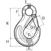 Grade 100 Eye Sling Hook w/Latch, Chain Rigging Component, drawing