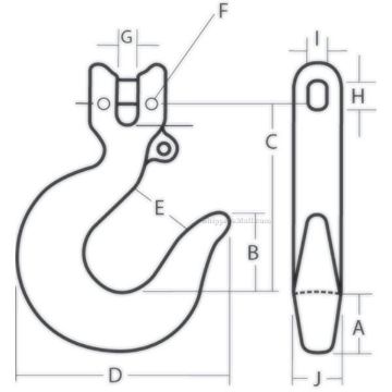 Kuplex Clevis Sling Hooks lifting chain hook drawing Kuplex Clevis Sling Hooks, Chain Rigging Component, drawing
