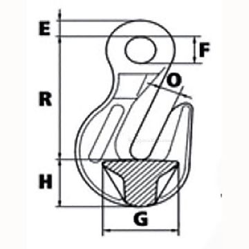Eye Cradle Grab Hook (Grade 80) from Peer-Lift drawing Peer-Lift Eye Cradle Grab Hook (Grade 80), Chain Rigging Component, drawing
